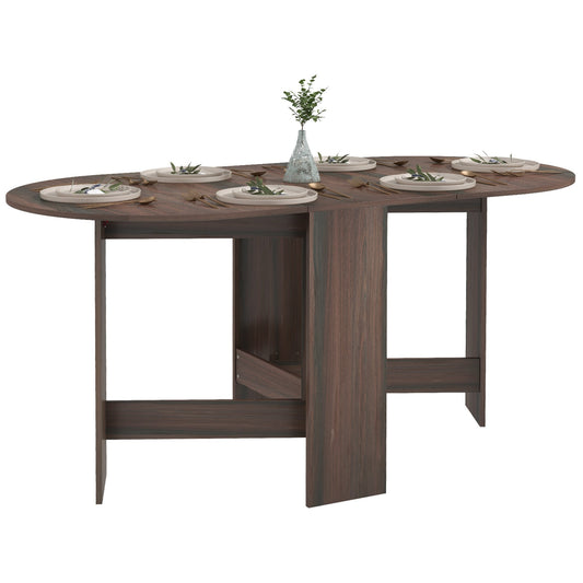 Folding Dining Table, Oval Drop Leaf Kitchen Table for Small Spaces, Distressed Brown - Gallery Canada