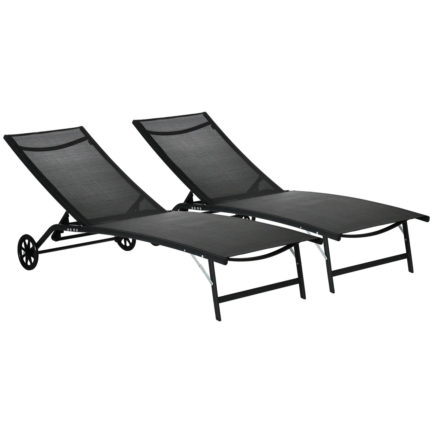 2PCs Lounge Chairs with Wheels, 5-Level Adjustable Backrest, White Lounger Chairs at Gallery Canada