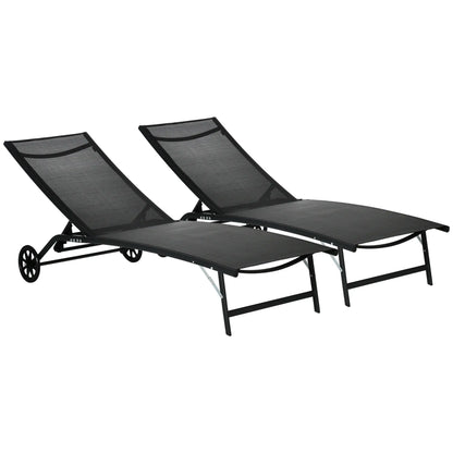 2PCs Lounge Chairs with Wheels, 5-Level Adjustable Backrest, White Lounger Chairs at Gallery Canada