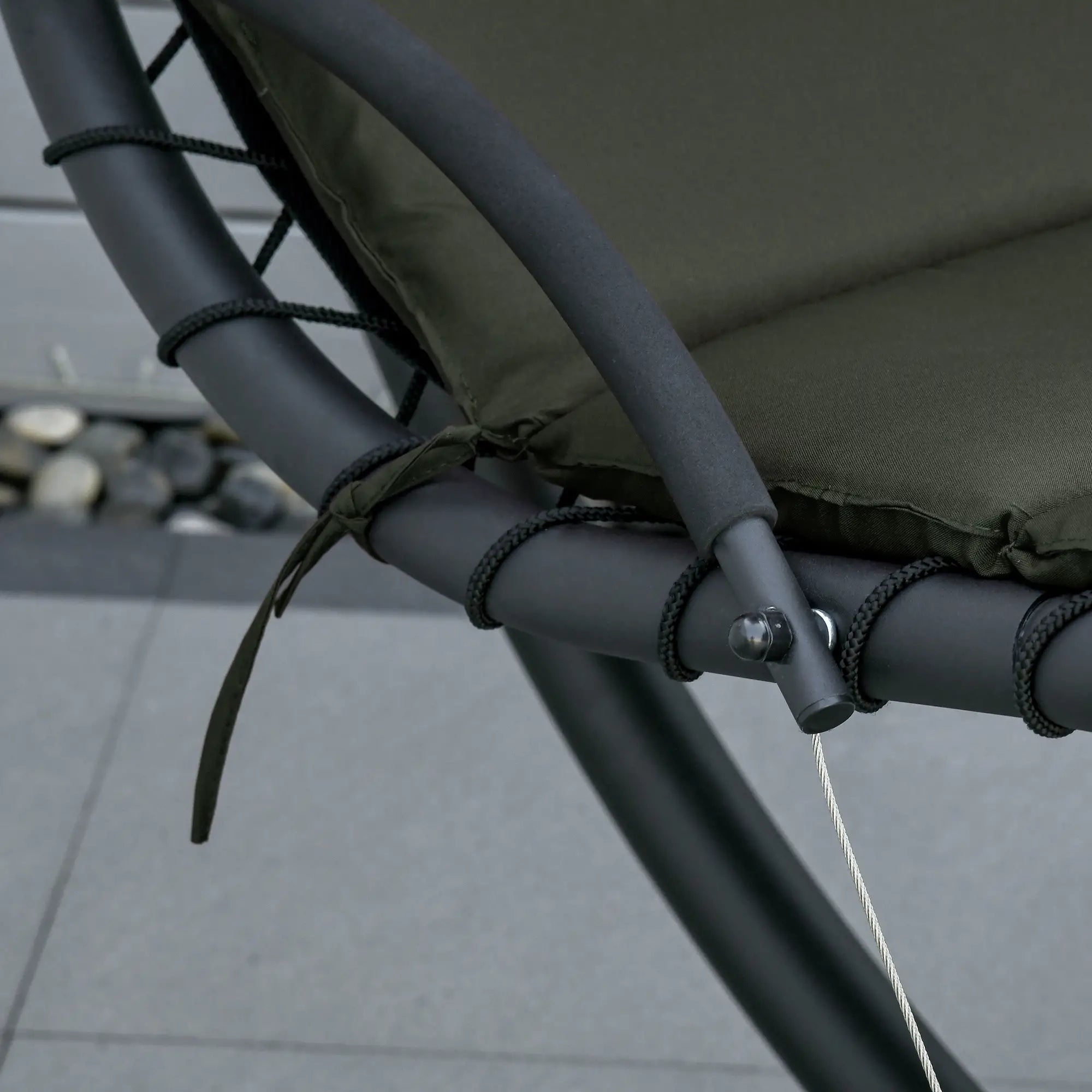 Floating Chaise Lounge, Outdoor Swing Chair, Hammock w/ Stand, Charcoal Grey Patio Swings with Stand at Gallery Canada