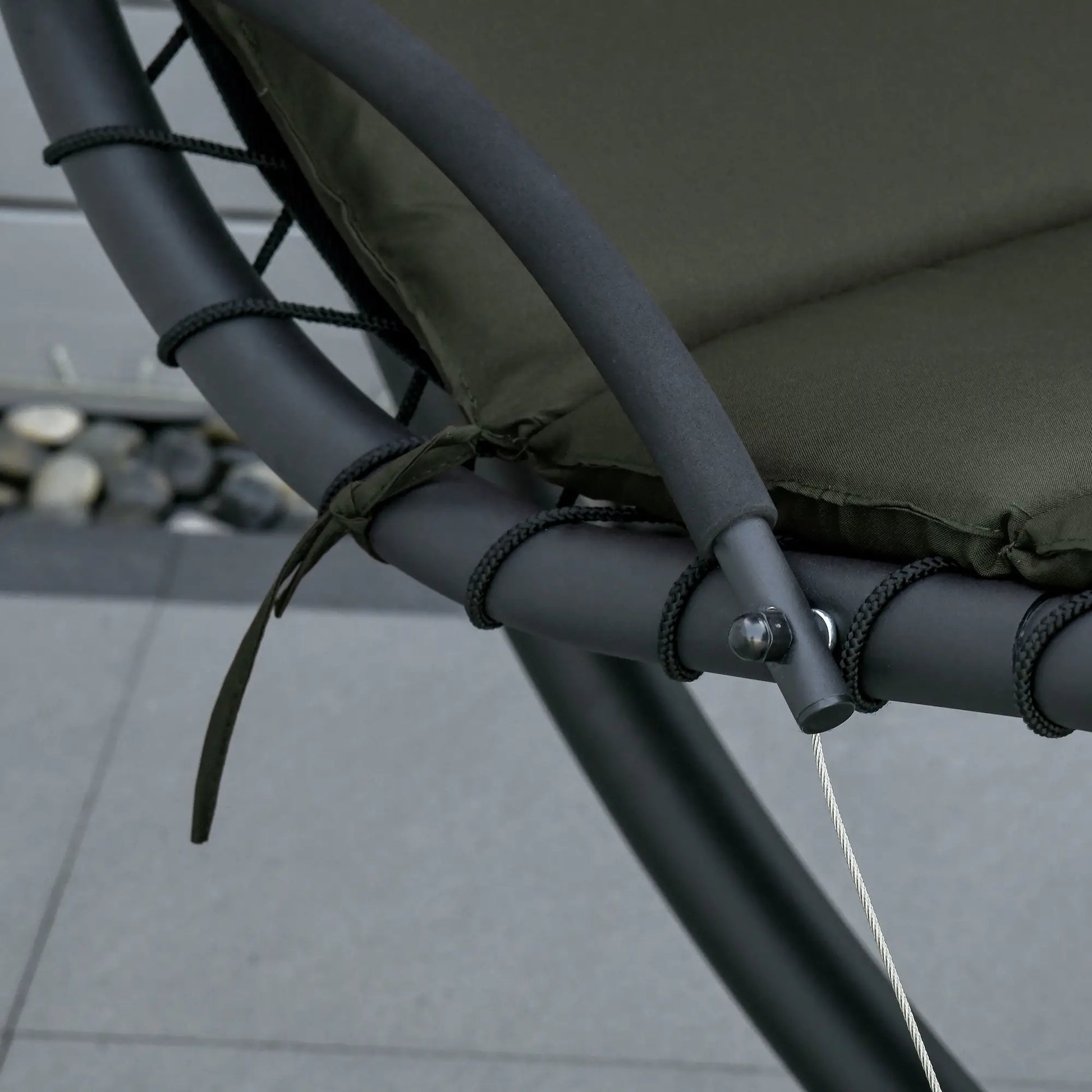 Floating Chaise Lounge, Outdoor Swing Chair, Hammock w/ Stand, Charcoal Grey Patio Swings with Stand at Gallery Canada