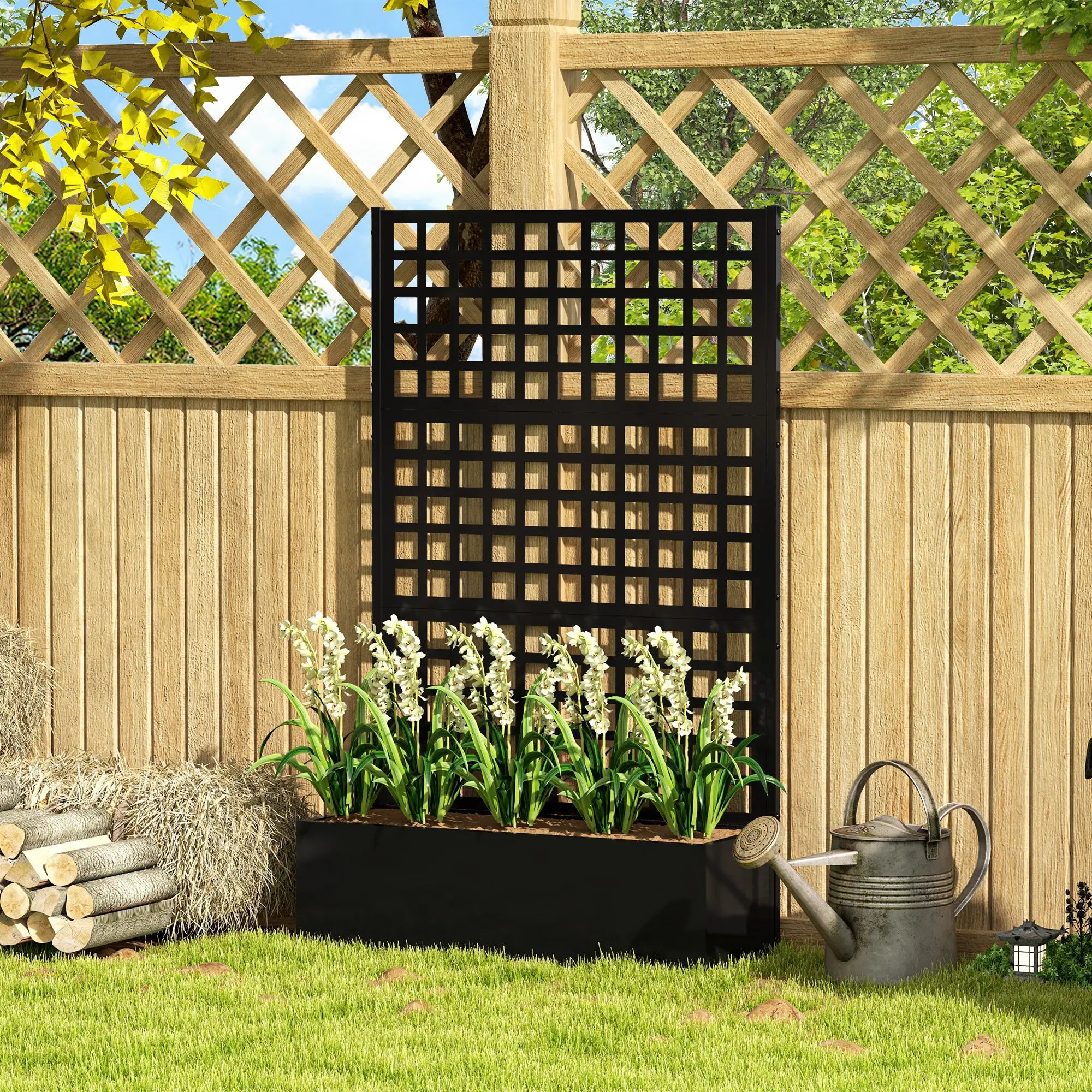 Galvanized Raised Garden Bed with Trellis, 43