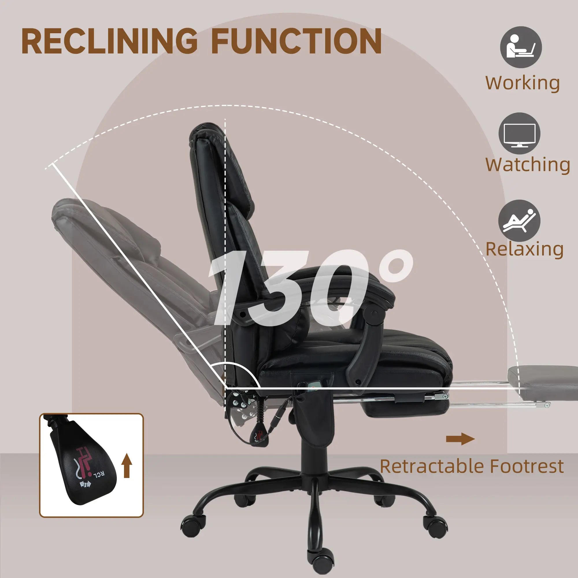 6-Point Vibration Massage Chair, Height Adjustable, Reclining, Black Massage Chairs at Gallery Canada