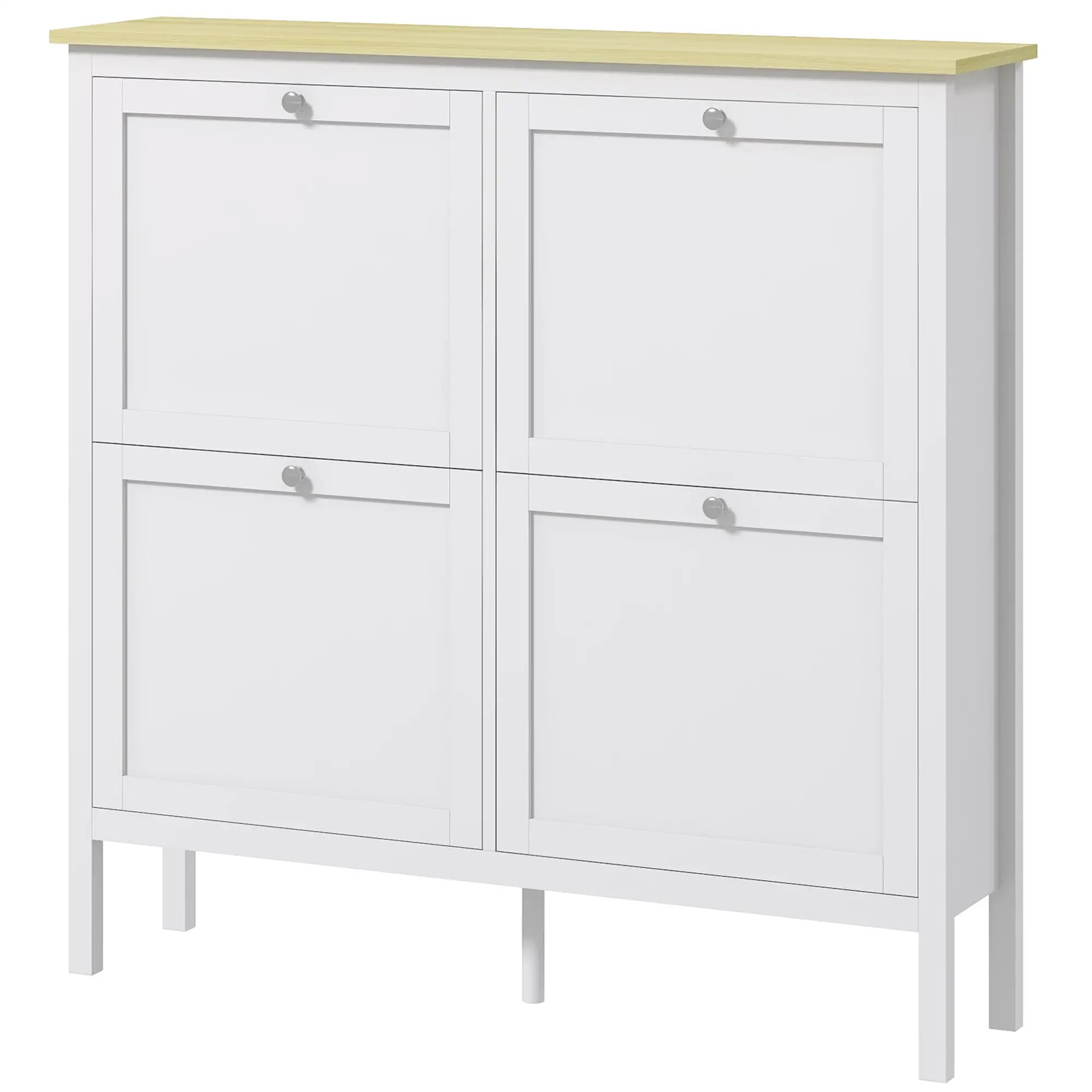 Shoe Storage Cabinet, 4 Flip Drawers, Adjustable Shelves, Holds 20 Pairs, White Shoe Storage Cabinets & Racks White at Gallery Canada