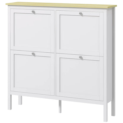 Shoe Storage Cabinet, 4 Flip Drawers, Adjustable Shelves, Holds 20 Pairs, White Shoe Storage Cabinets & Racks White at Gallery Canada