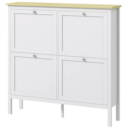 Shoe Storage Cabinet, 4 Flip Drawers, Adjustable Shelves, Holds 20 Pairs, White Shoe Storage Cabinets & Racks White at Gallery Canada