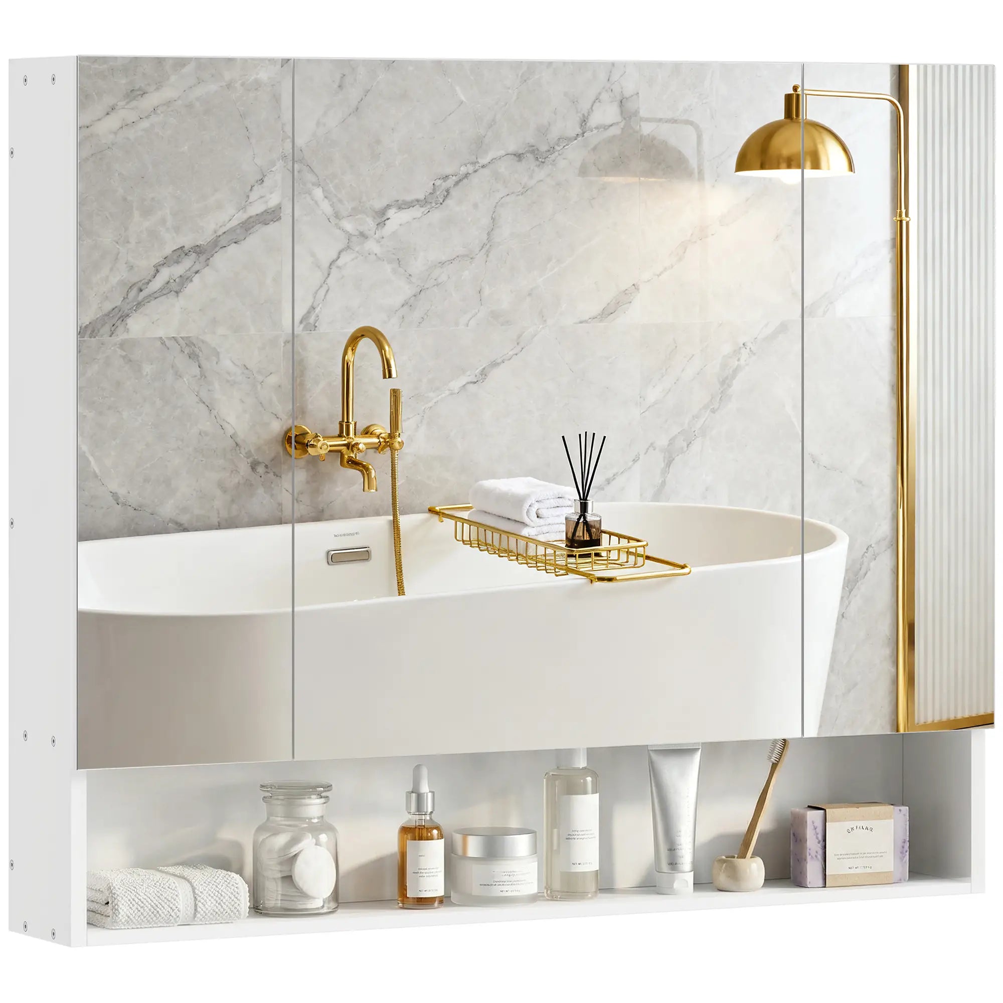 Wall Mounted Medicine Cabinet with Mirror, Adjustable Shelves, White Mirror Medicine Cabinets White at Gallery Canada