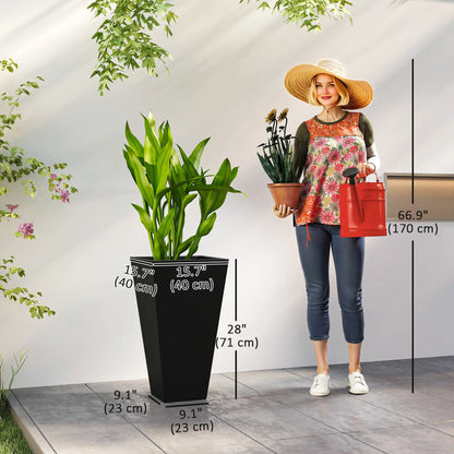 28" Tall Garden Plastic Planters, Set of 3, Indoor Outdoor, Black Garden Accessories at Gallery Canada