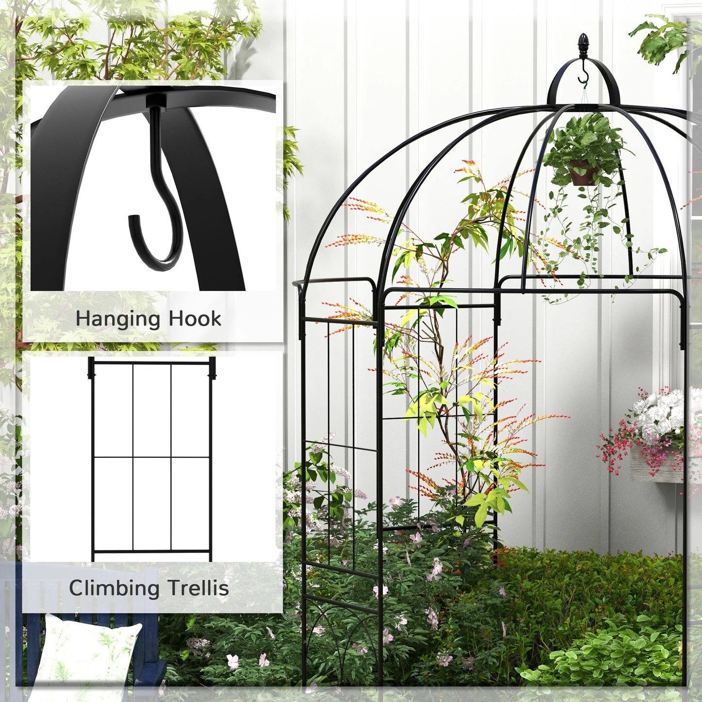Birdcage Shape Arbour, Metal Garden Pergola for Climbing Plants Garden Arches at Gallery Canada