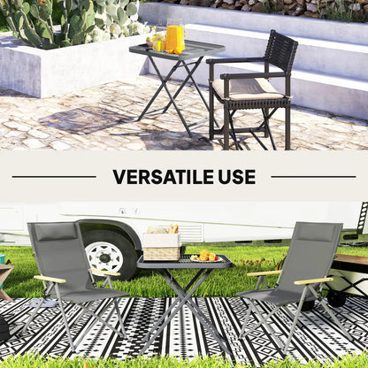 27.5" Square Outdoor Folding Table, Grid Rattan-Like Top, Light Grey Patio Dinning Tables at Gallery Canada