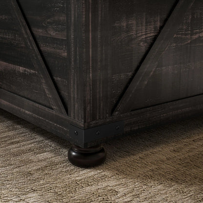 Farmhouse Coffee Table, Square Flip-Top Lid, Hidden Storage, Distressed, Brown Coffee Tables at Gallery Canada