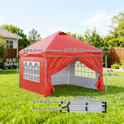 10' x 10' Pop Up Canopy Tent, Instant Sun Shelter, Red Pop Up Canopies at Gallery Canada