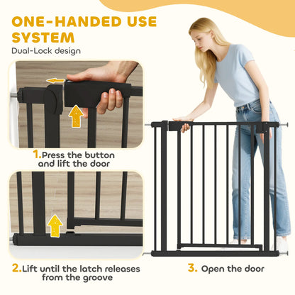 Baby Gate, Pet Safety Gate, 30"-32" Wide, Auto-Close, Black Pet Gates at Gallery Canada