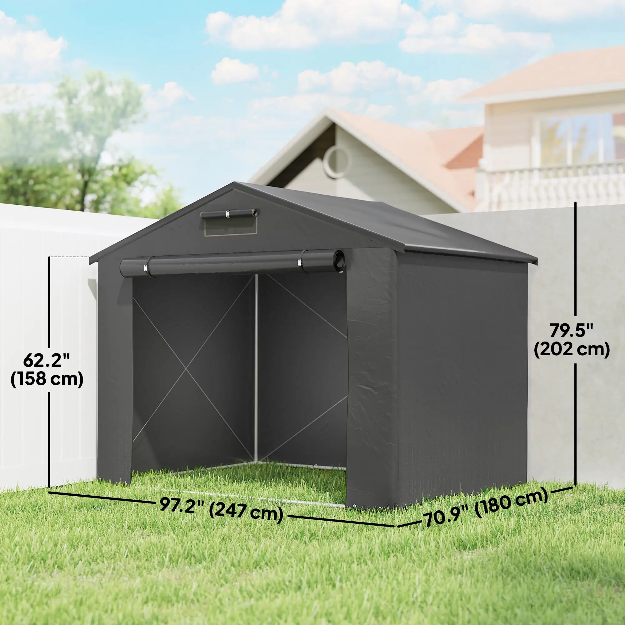 8' x 6' Portable Shed, Waterproof Bike Tent, Dark Grey Sheds at Gallery Canada