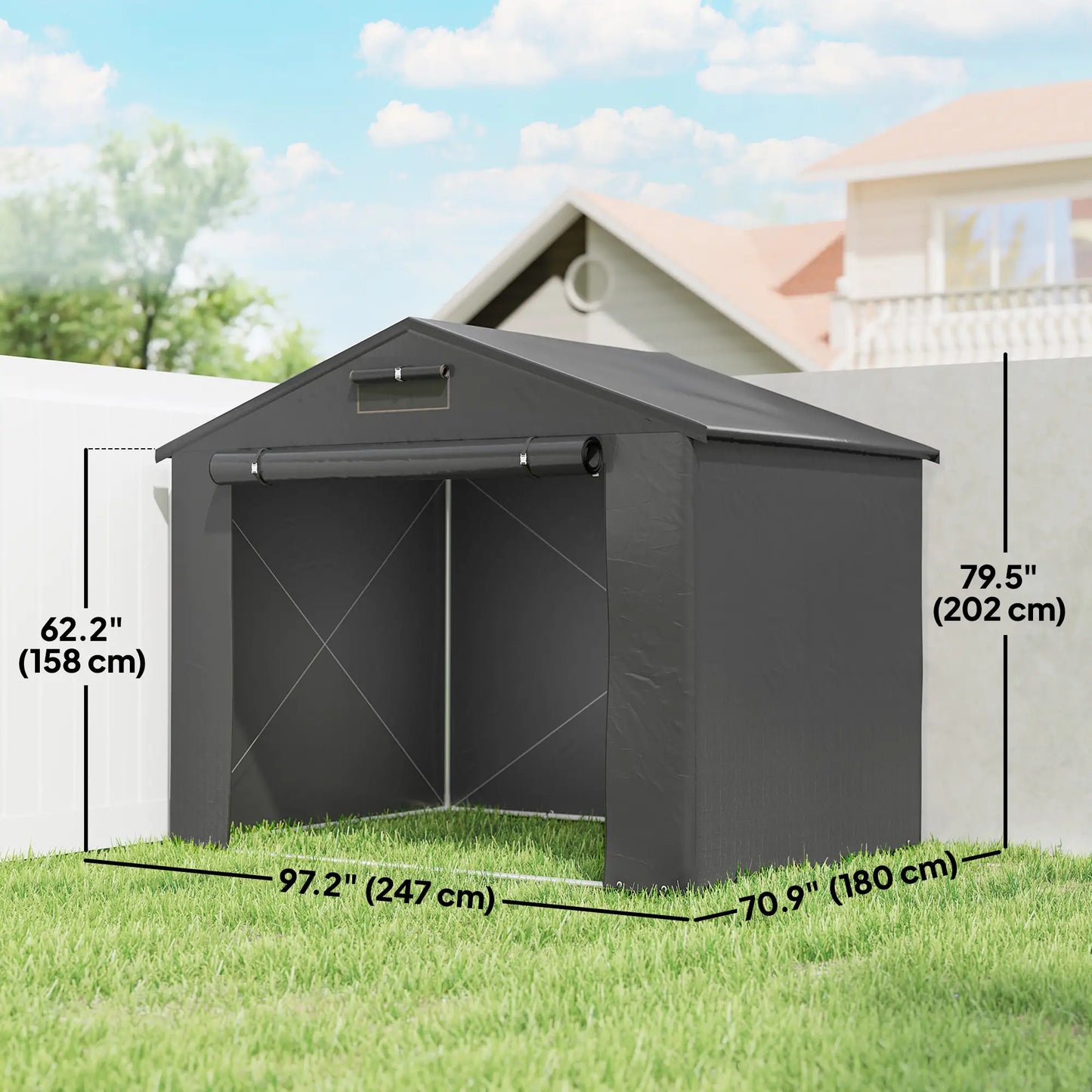 8' x 6' Portable Shed, Waterproof Bike Tent, Dark Grey Sheds at Gallery Canada