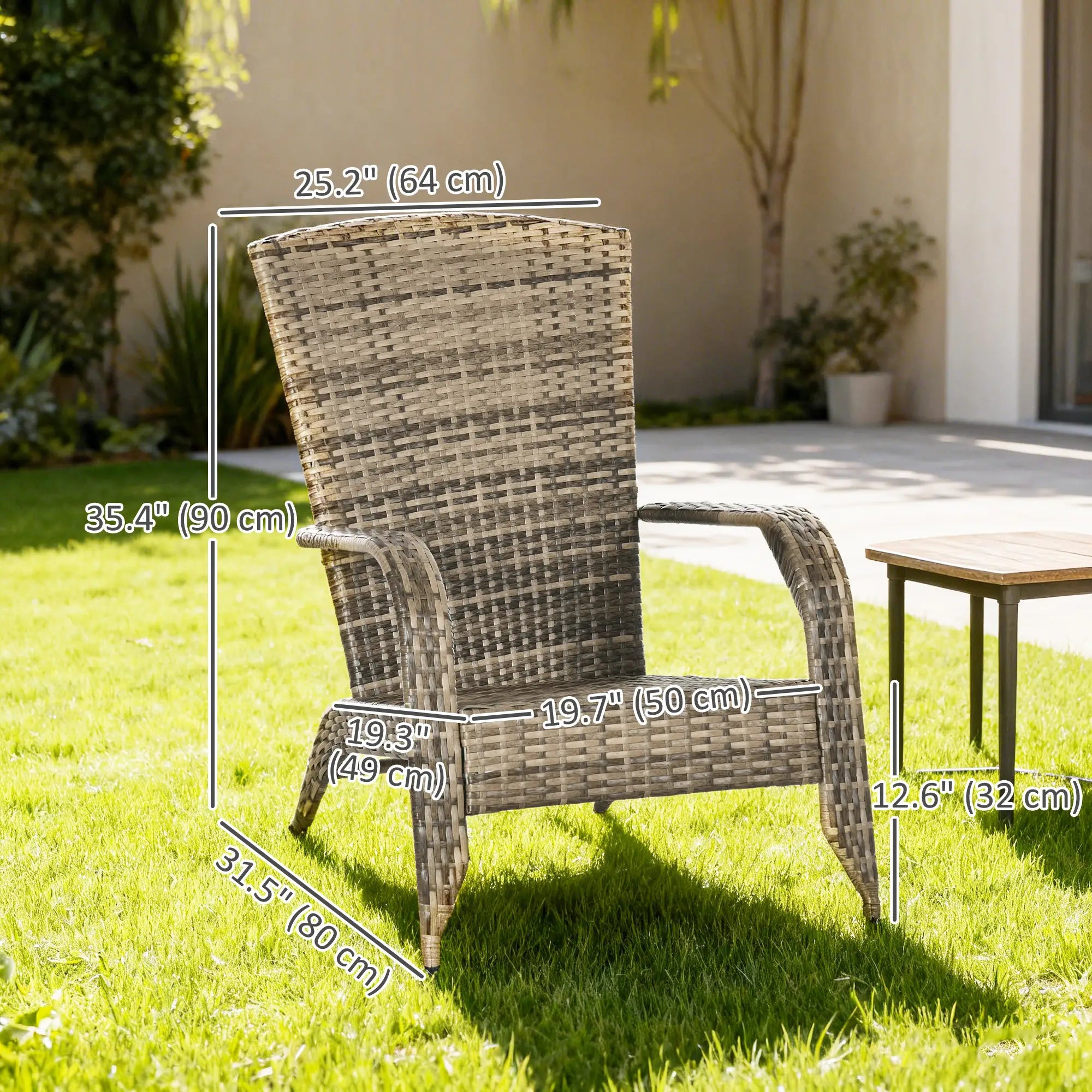 PE Rattan Adirondack Chair With Cushions, Mixed Grey Patio Chairs at Gallery Canada