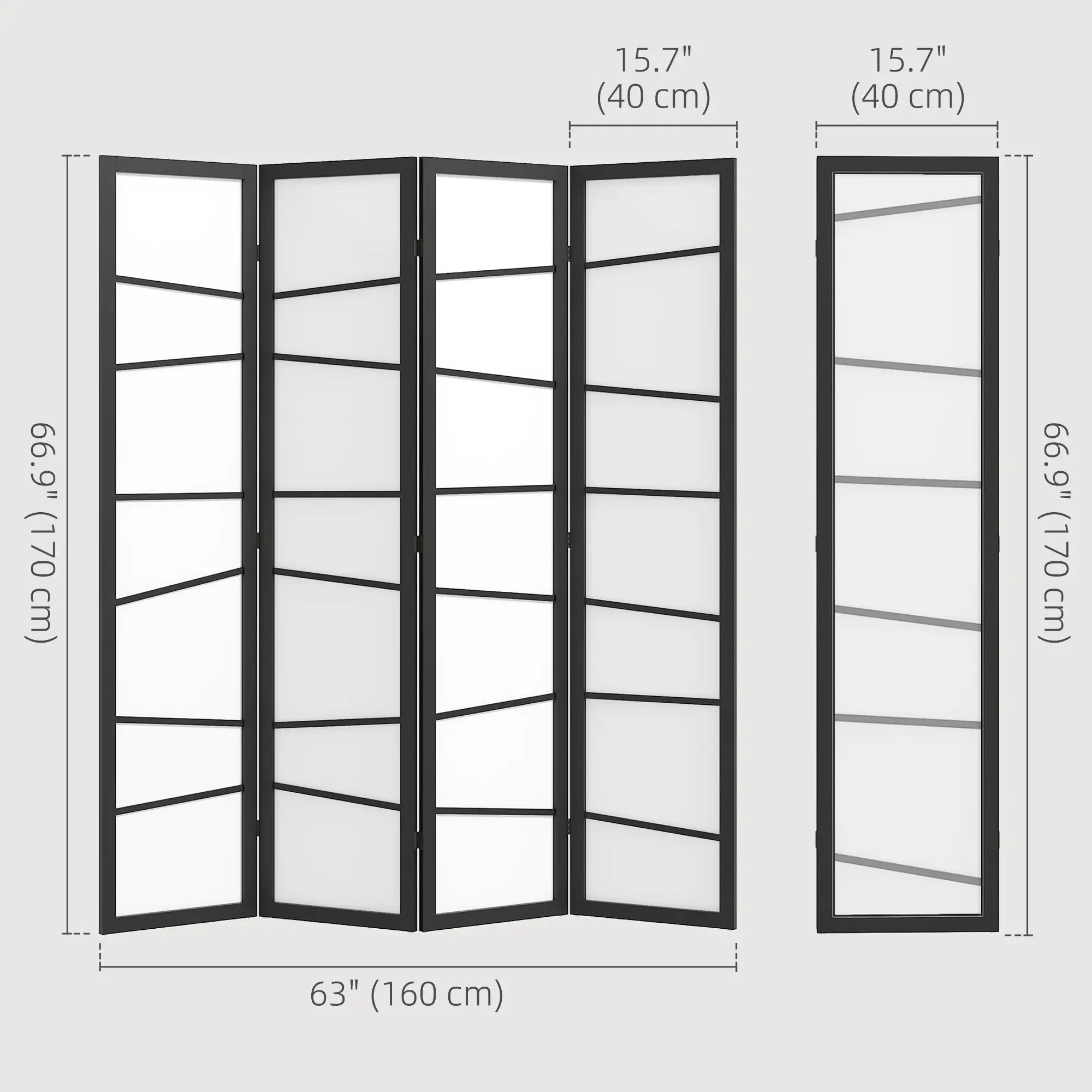5.6ft Folding Room Divider, 4 Panel Wood Frame, White Room Dividers at Gallery Canada