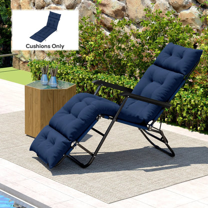 Tufted Thick Outdoor Chaise Lounge Cushion, 74.8" x 22" x 4", Navy Blue Patio Chair Cushions at Gallery Canada