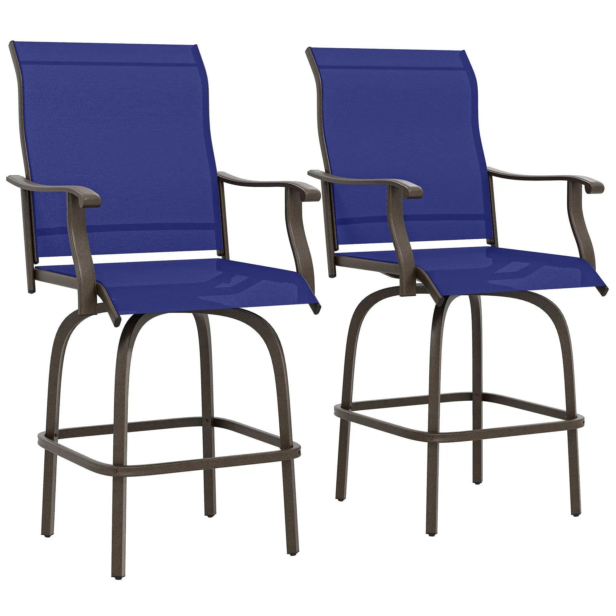 Swivel Bar Stools Set Of 2, Steel Frame, Navy Blue Bistro Sets at Gallery Canada