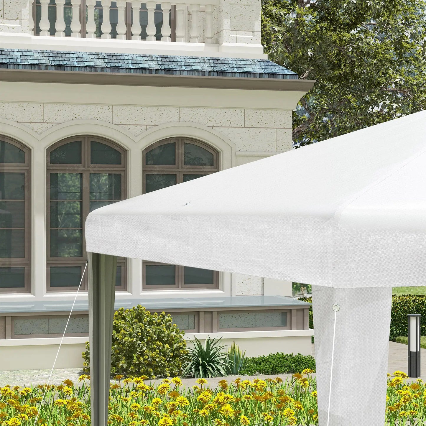 Tente de fête portable 10x10 pieds, Canopée de jardin pliante, Abri extérieur, Blanc