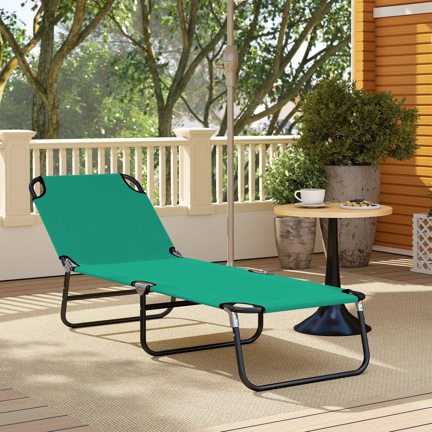 Outdoor Folding Lounge Chair, Reclining Back, Breathable Mesh, Green Lounger Chairs at Gallery Canada