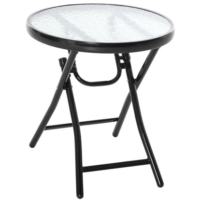 18" Round Folding Coffee Table, Tempered Glass Top, Portable for Patio, Balcony Patio Side Tables at Gallery Canada