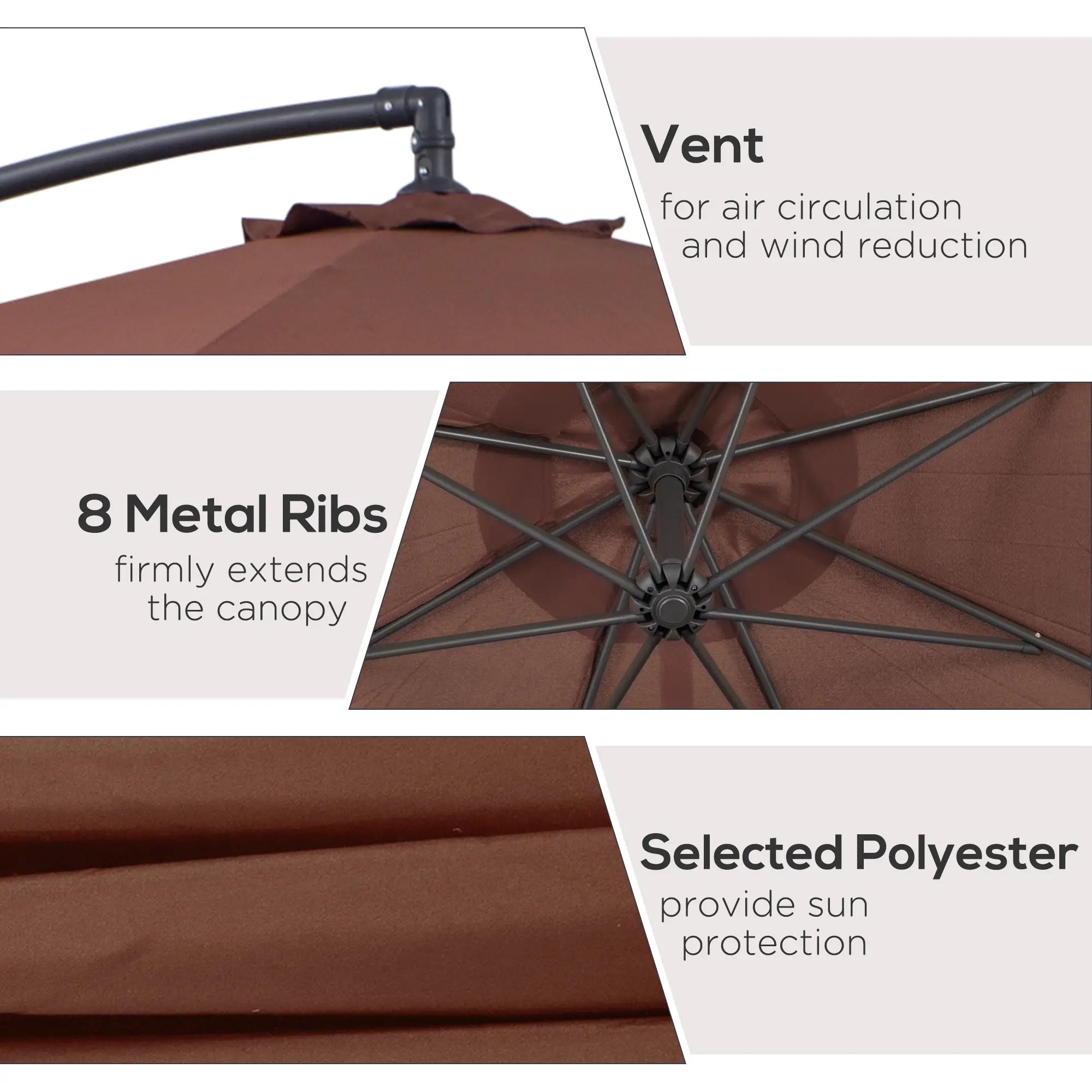10' Deluxe Patio Umbrella, Offset Sunshade with Crank, Cross Base Cantilever Umbrellas at Gallery Canada