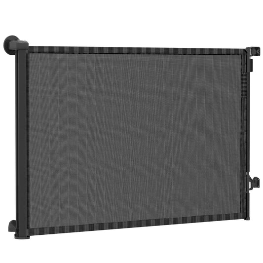 Retractable Dog Gate, 36.6" Tall, 55" Wide Mesh Pet Gate Pet Gates Black at Gallery Canada