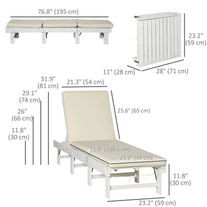 Wooden Folding Chaise Lounge, Outdoor Chair, Adjustable Back, White Chaise Loungers at Gallery Canada