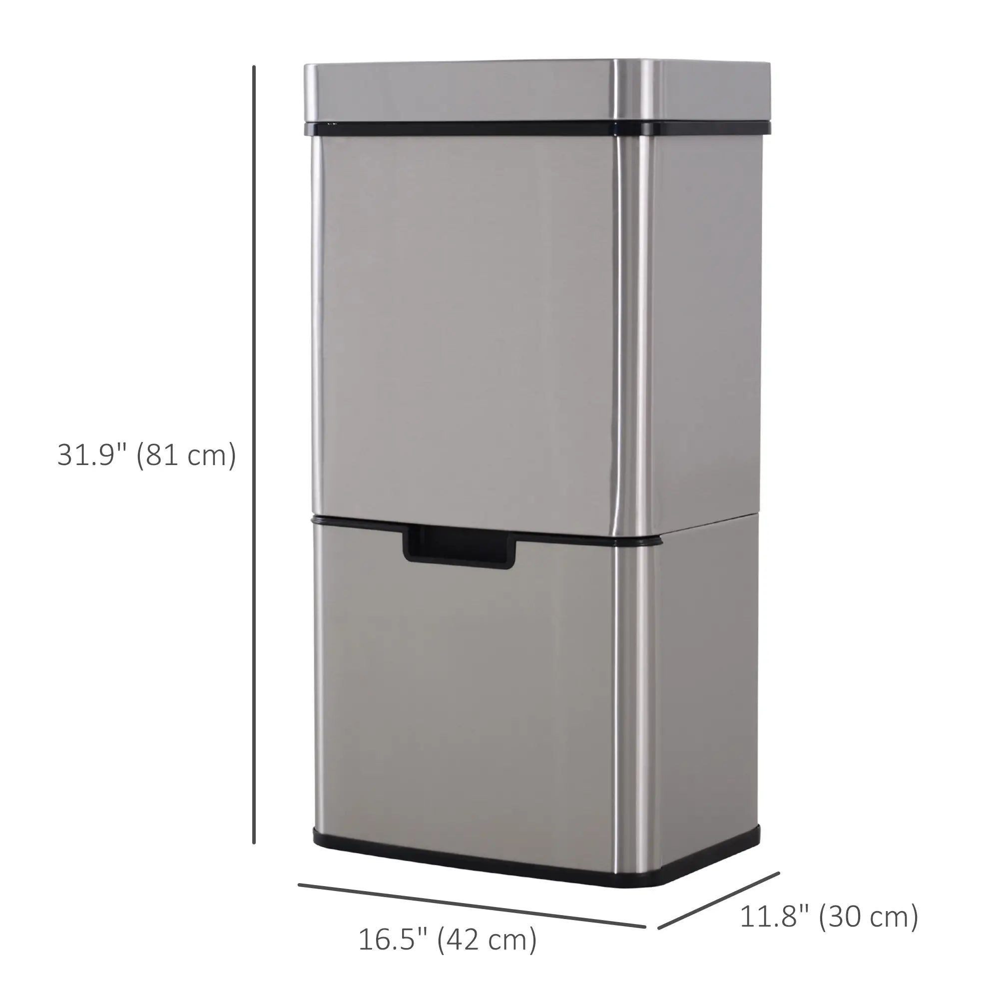 Sensor Trash Can, 19 Gallon Stainless Steel, 3 Compartments, Silver Household Supplies at Gallery Canada