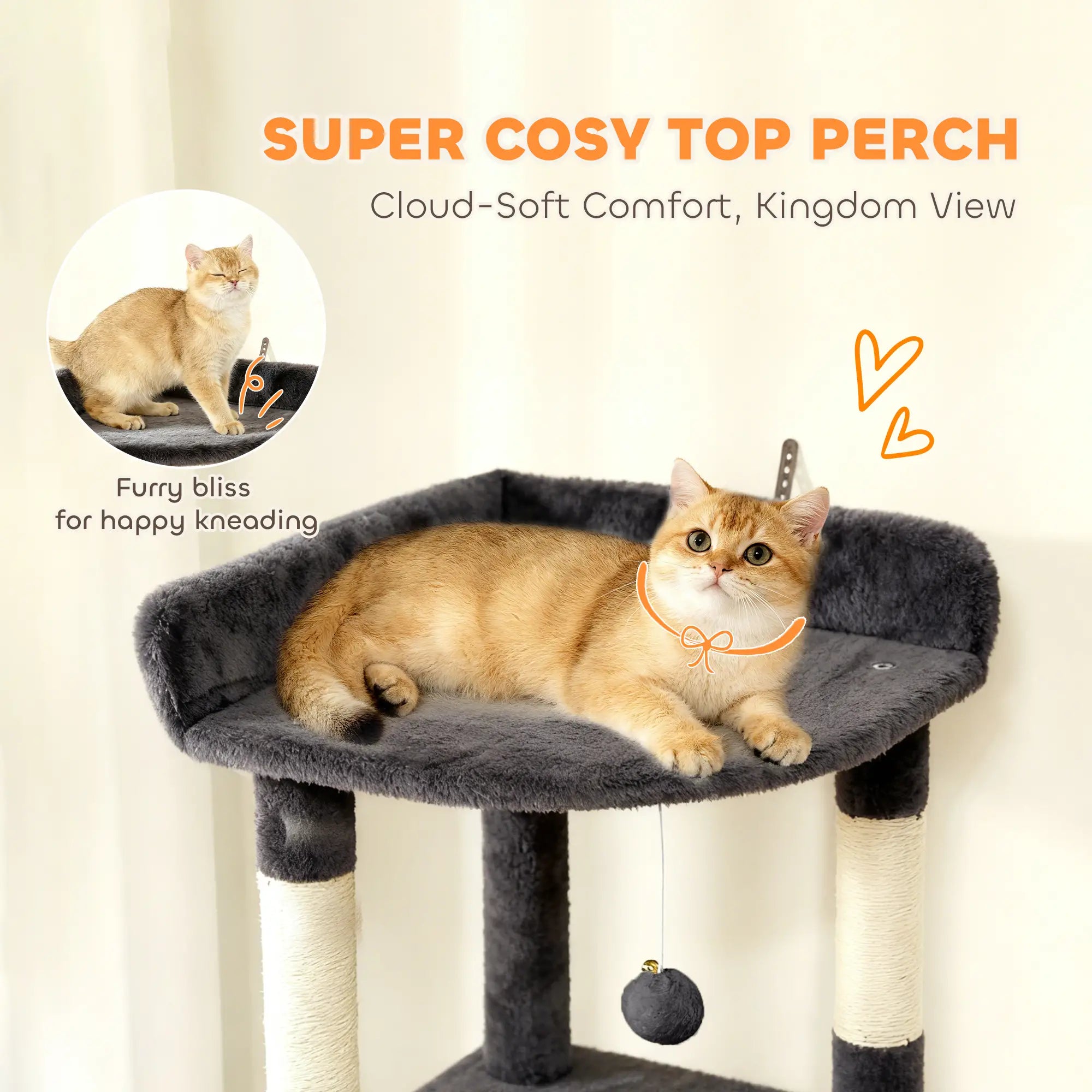 67 Inch Large Cat Tree, 7 Scratching Posts, Tunnel, 2 Condos, Hammock, Dark Grey Cat Towers at Gallery Canada