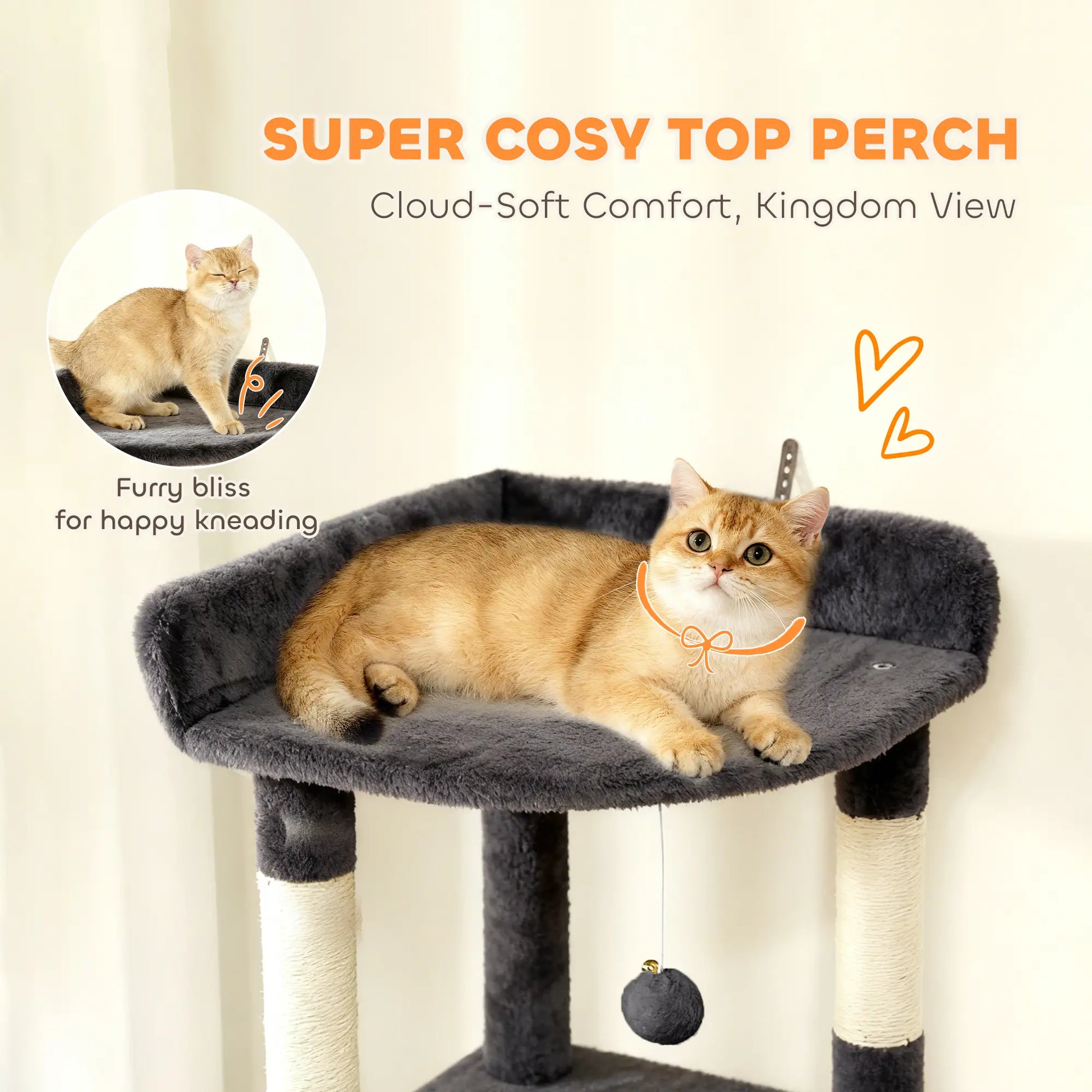 67 Inch Large Cat Tree, 7 Scratching Posts, Tunnel, 2 Condos, Hammock, Dark Grey Cat Towers at Gallery Canada