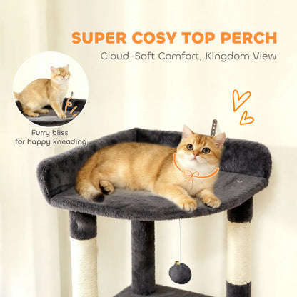 67 Inch Large Cat Tree, 7 Scratching Posts, Tunnel, 2 Condos, Hammock, Dark Grey Cat Towers at Gallery Canada