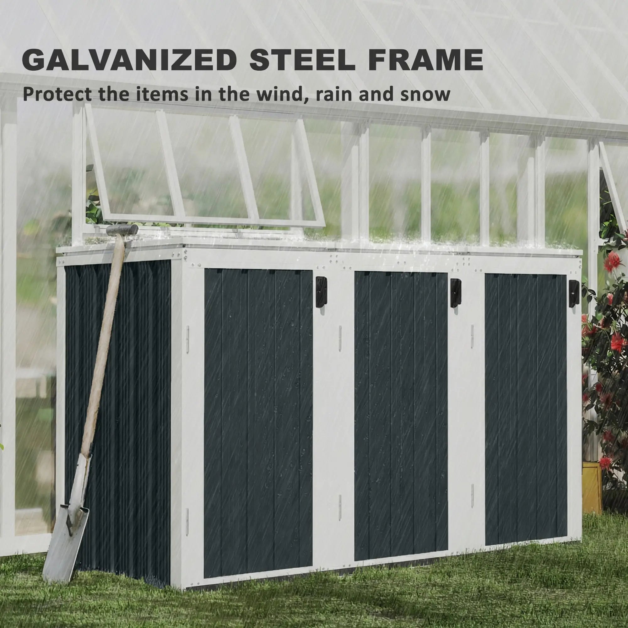 Outdoor Storage Shed, Rustproof Garbage Bin Shed, White And Grey Sheds at Gallery Canada