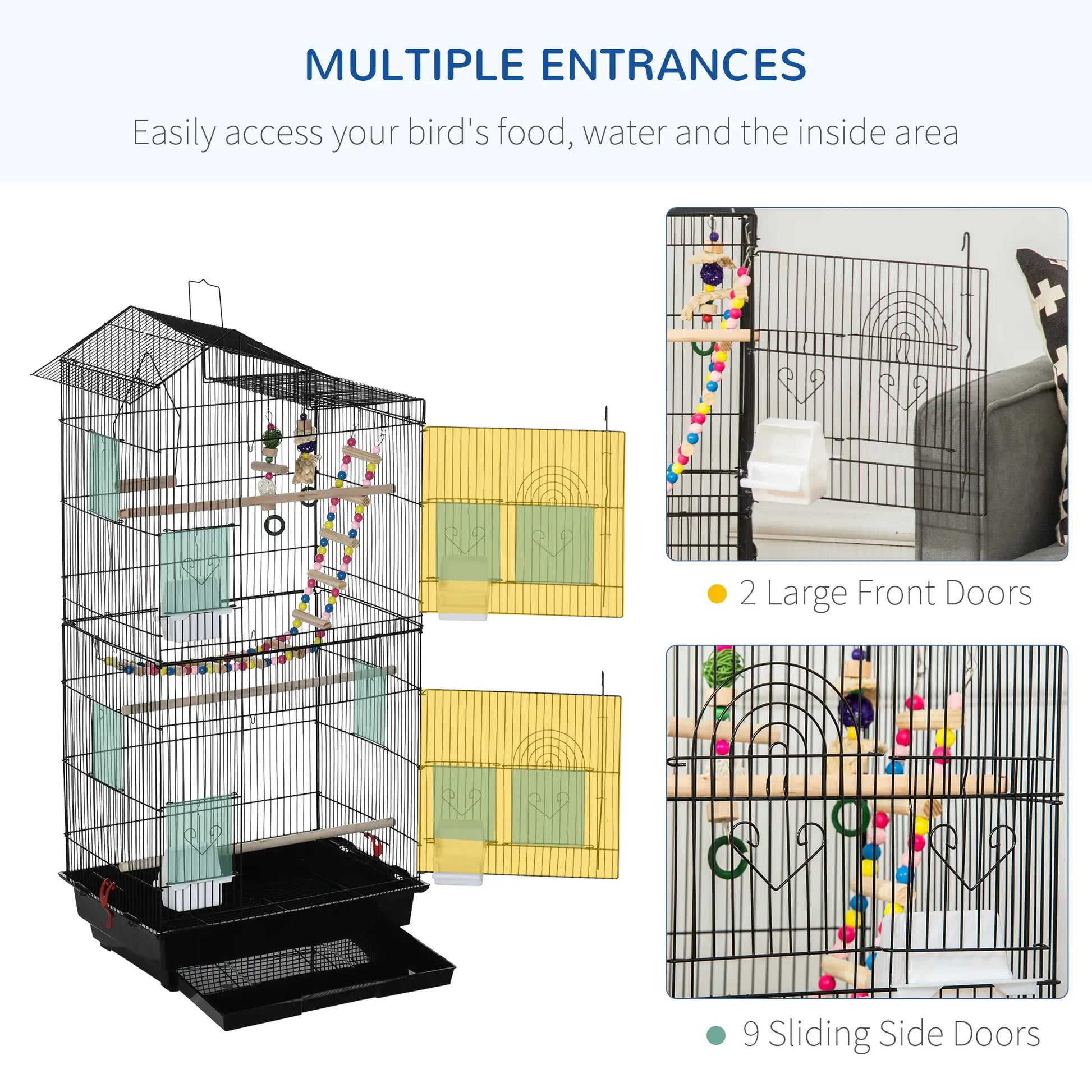 39" Bird Cage for Small Birds, with Ladder, Swing, Toys, Perches Bird Cages at Gallery Canada