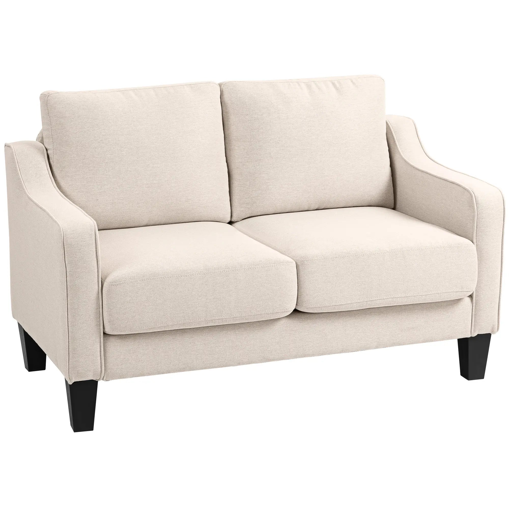 Modern Loveseat Sofa, Pocket Spring, Linen Upholstered, Beige 2-Seater Sofas Beige at Gallery Canada