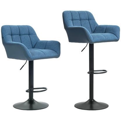 Swivel Barstools Set of 2, Adjustable with Footrest, Dark Blue Bar Stools Dark Blue at Gallery Canada