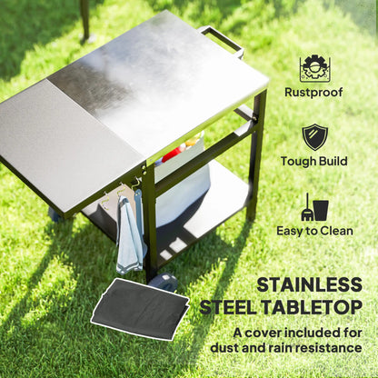 Outdoor Grill Cart With Stainless Steel Top, Foldable Side Table, Black Outdoor Grill Carts at Gallery Canada
