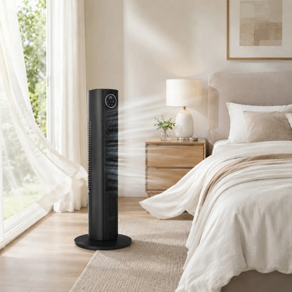 28dB Tower Fan, 12 Speeds, 4 Modes, 80° Oscillating, 12H Timer, Black Tower Fans at Gallery Canada