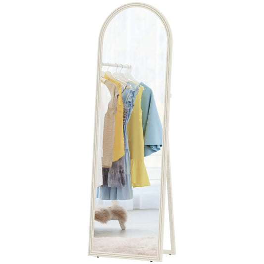 64" x 21" Full Length Mirror, Free Standing, Arched Body, White