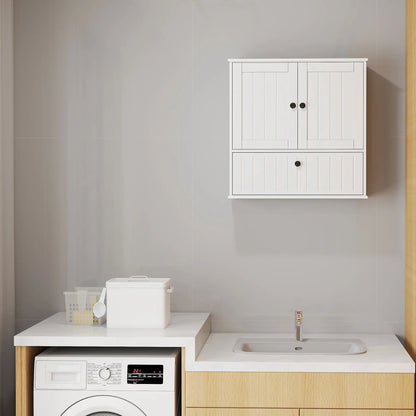 Farmhouse Medicine Cabinet, Adjustable Shelves, Flip-Down Door, White Wall Mounted Cabinets at Gallery Canada