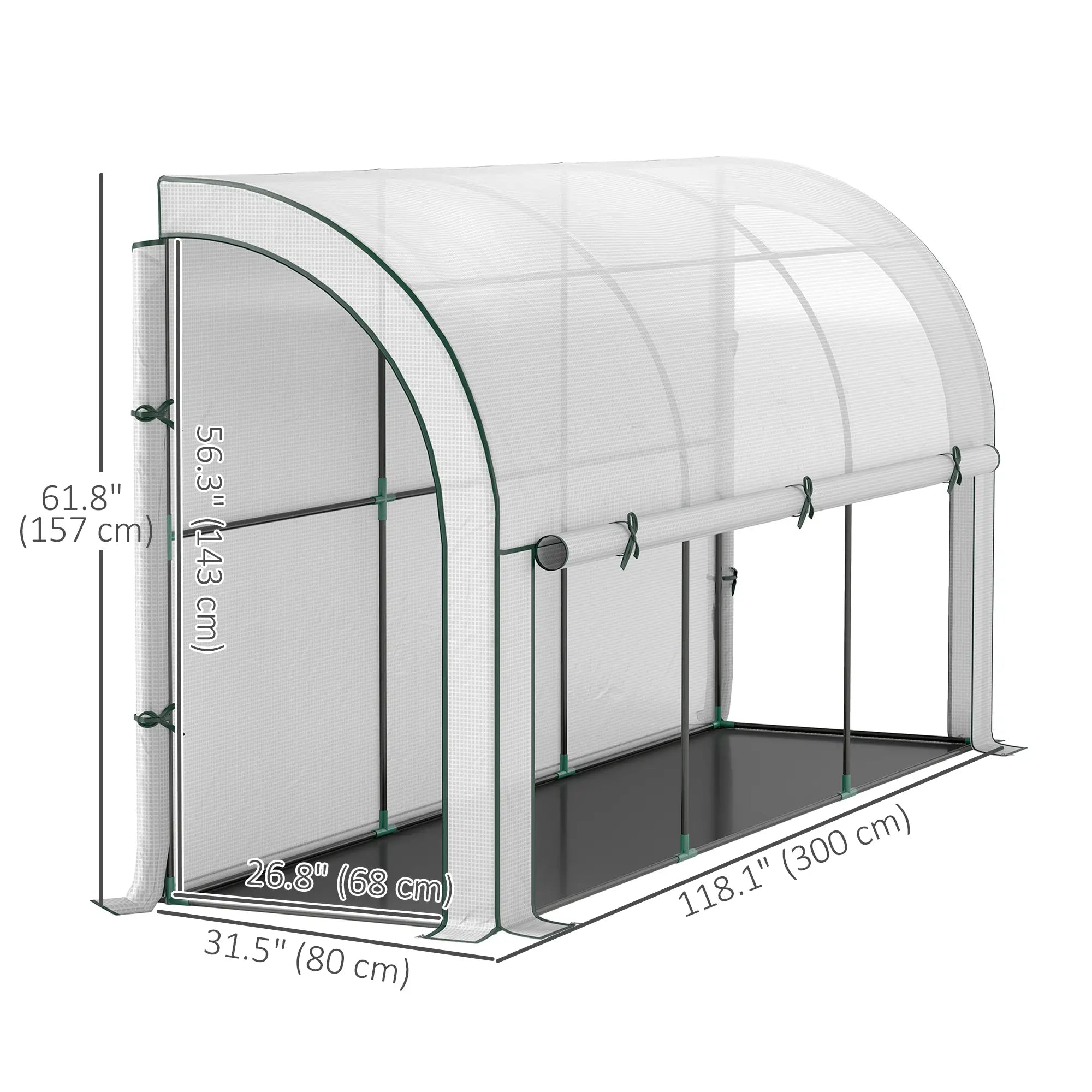 Walk-In Lean-To Greenhouse, 10' x 3' x 5', White Walk In Greenhouses at Gallery Canada