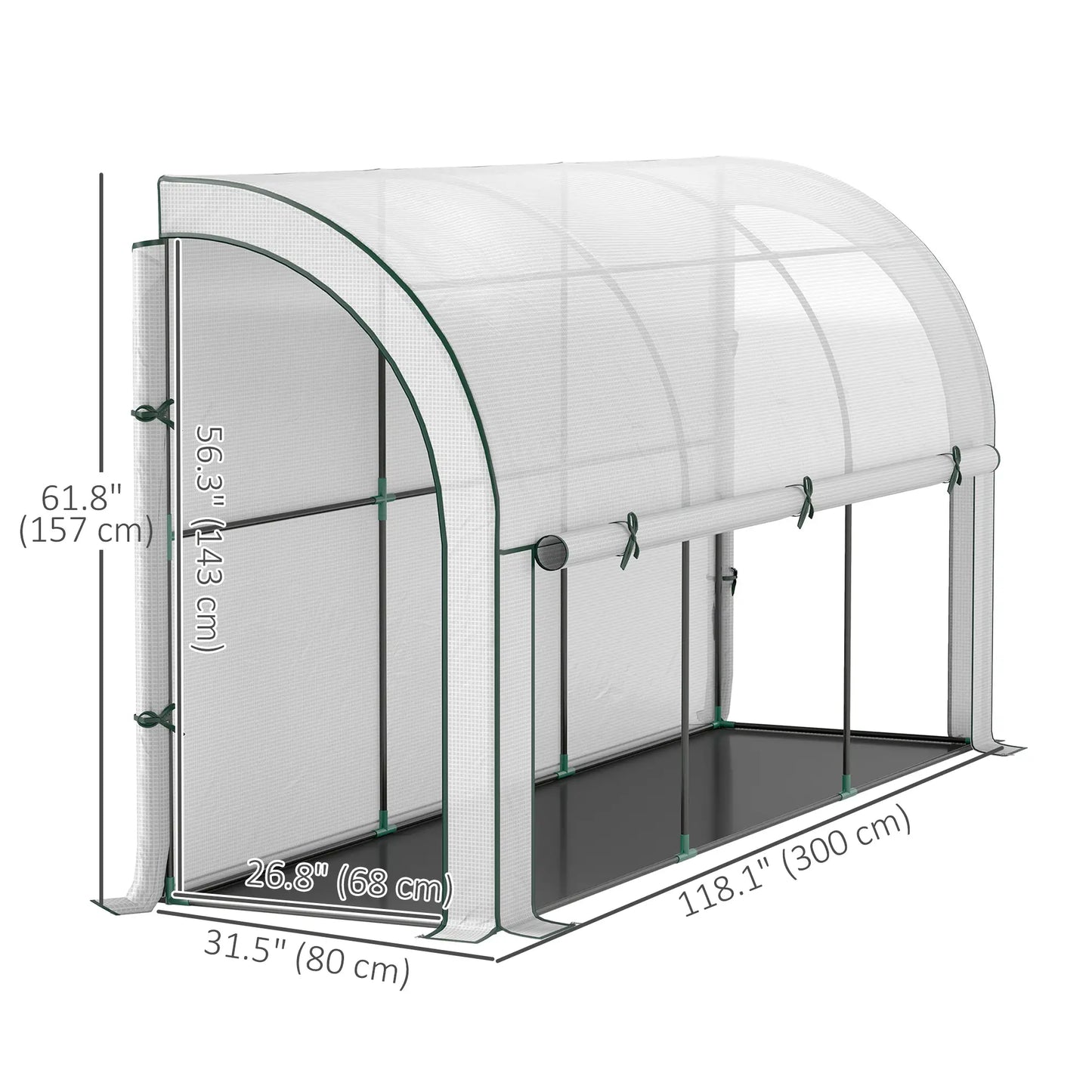Walk-In Lean-To Greenhouse, 10' x 3' x 5', White Walk In Greenhouses at Gallery Canada