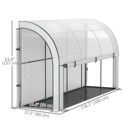 Walk-In Lean-To Greenhouse, 10' x 3' x 5', White Walk In Greenhouses at Gallery Canada