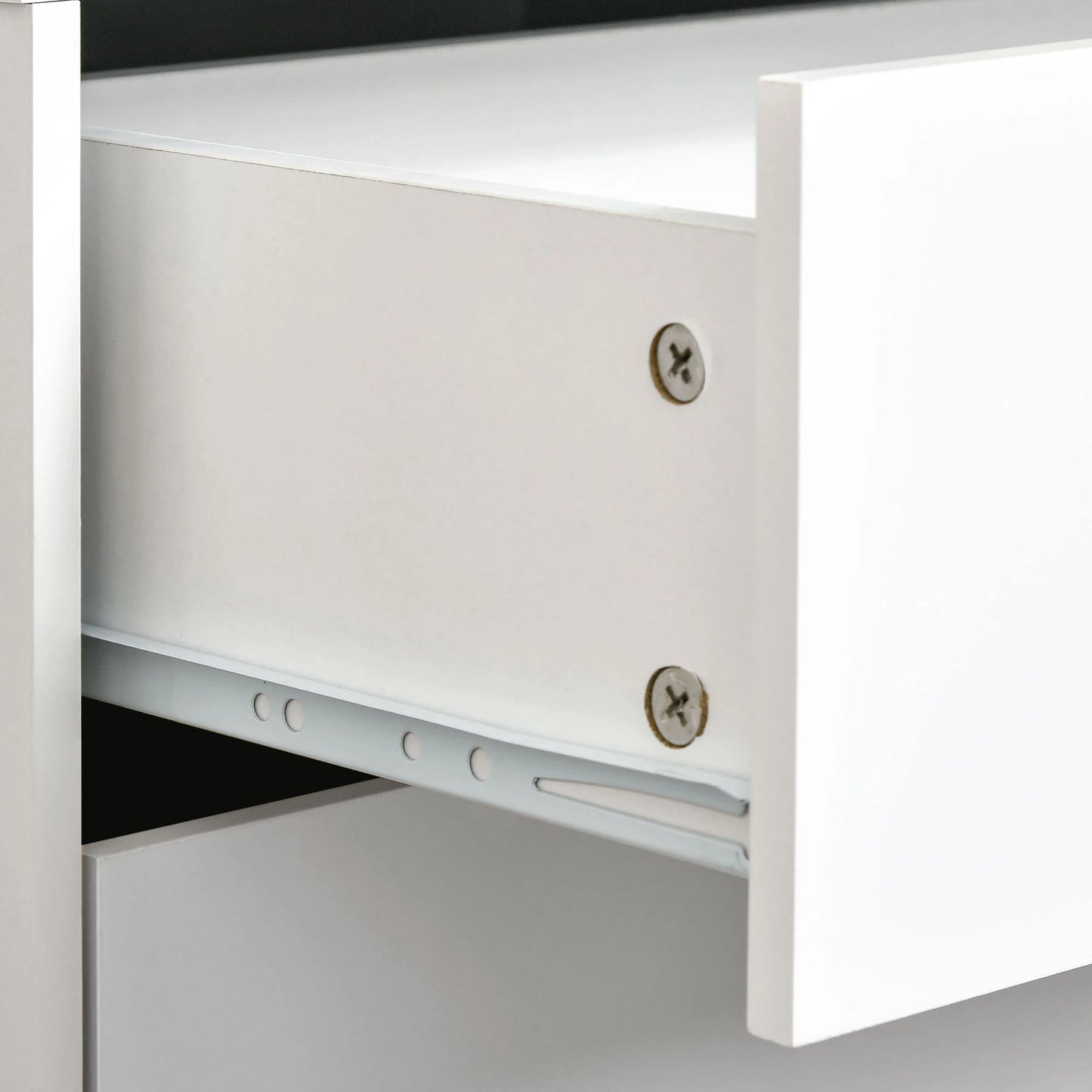 Modern Bedside Table, Nightstand with 2 Drawers, Pine Wood Legs, White Bedside Tables at Gallery Canada