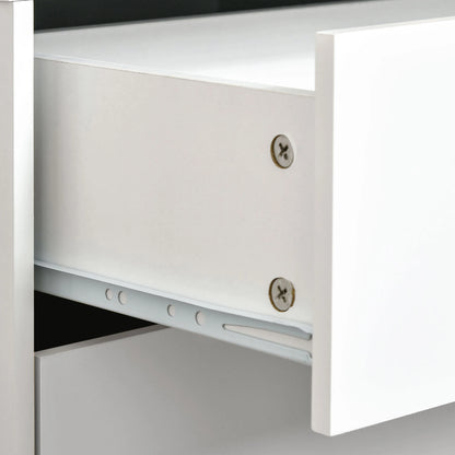 Modern Bedside Table, Nightstand with 2 Drawers, Pine Wood Legs, White Bedside Tables at Gallery Canada