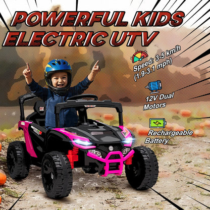 12V Kids Ride On Truck, Dual Motors, Rear Suspension, Remote Control, Pink Electric Toy Cars at Gallery Canada