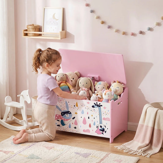 Kids Storage Chest with Lid, Toy Box with Safety Hinges, Pink Baby & Kids Storage Pink at Gallery Canada