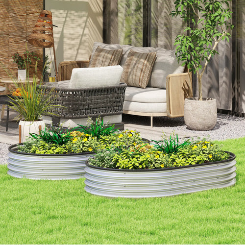 2Pcs Galvanized Raised Garden Bed, 5x3x1 ft, Silver