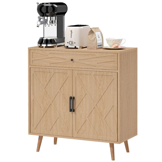 30" Sideboard With Patterned Doors, Oak Buffet Cabinet With Drawer Storage Cabinets Oak at Gallery Canada